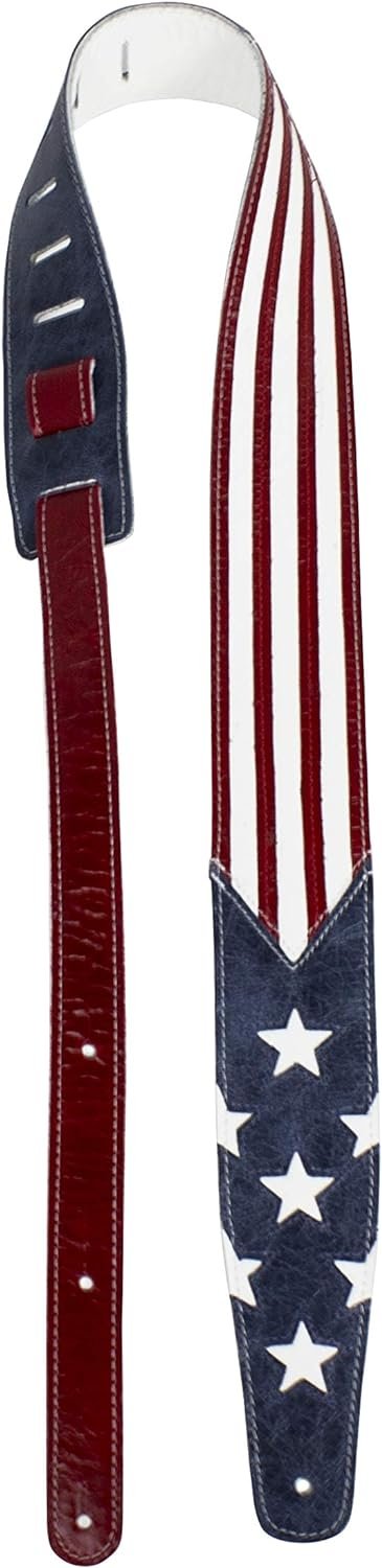 Introducing the Perri’s Leathers Ltd. Guitar Strap: Show Off Your Style with the USA Flag Design!