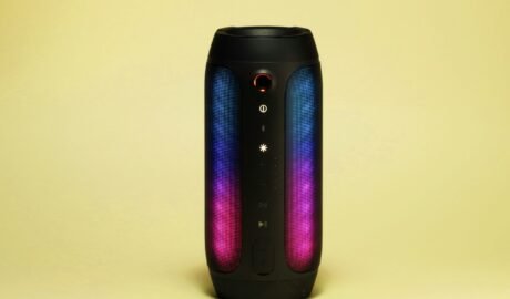 black and red lg portable speaker